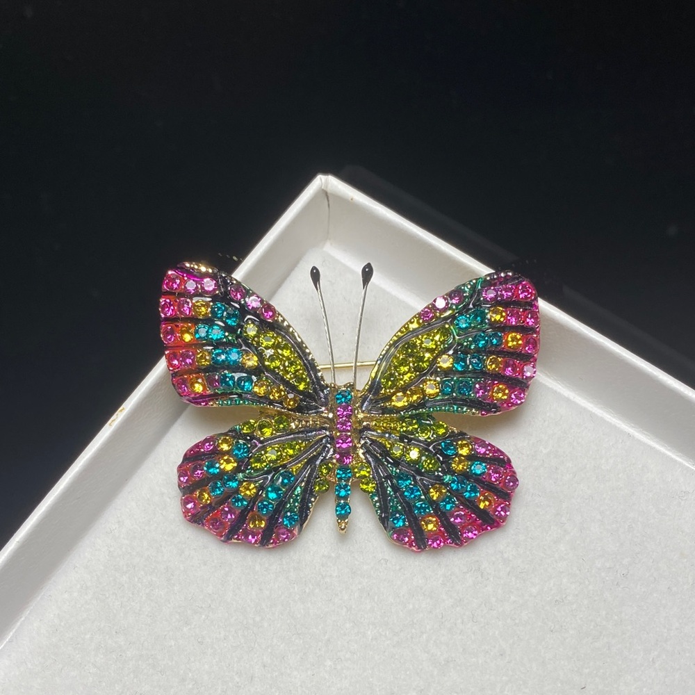 🍏50% OFF/3+...Multicolor Rhinestones Butterfly Brooch